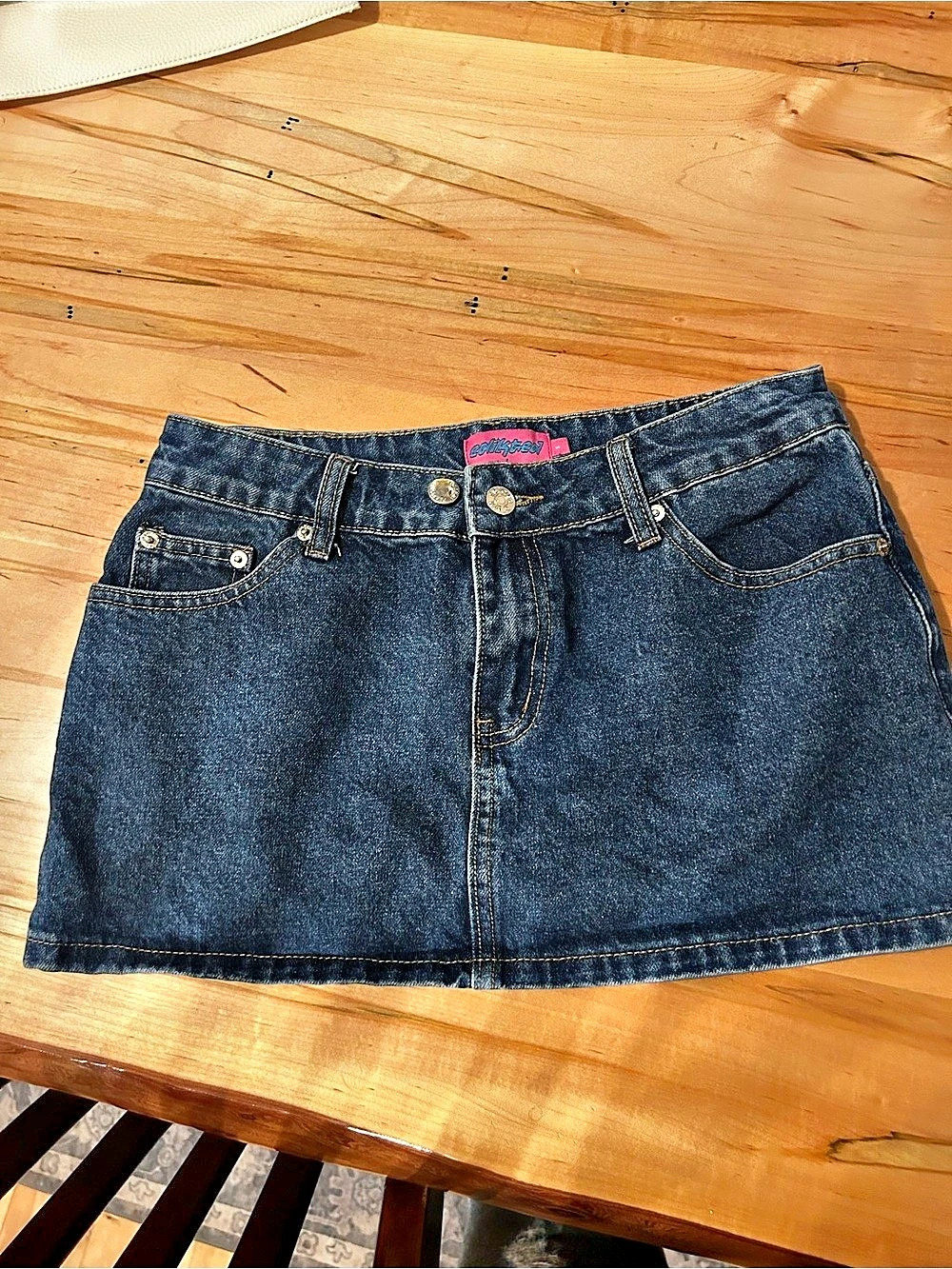 Edikted Denim Mini Skirt Blue Size Large